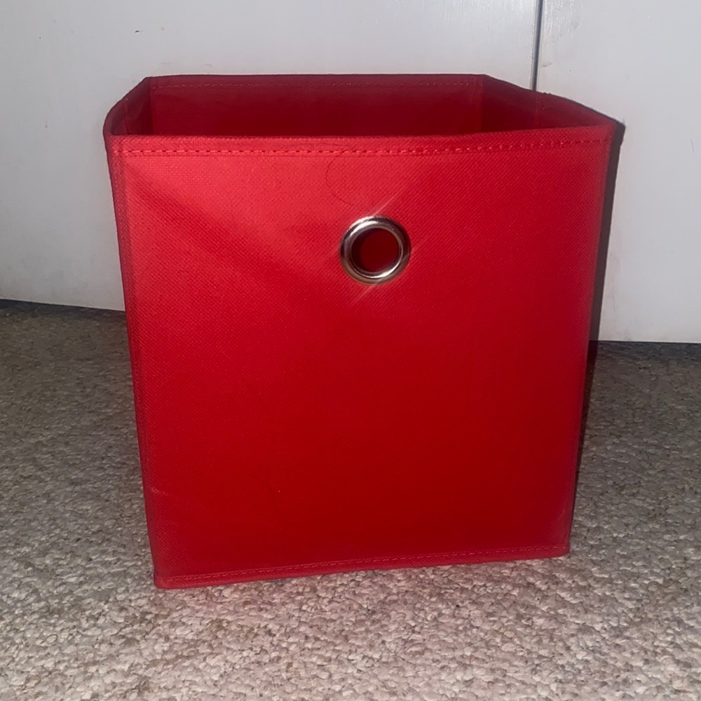 Red Fabric Bins - Set of 9